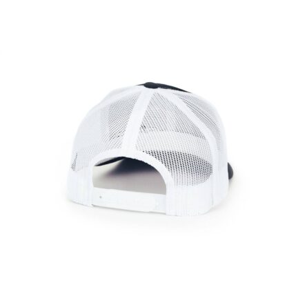 RIGID Retro Trucker Hat With Offset Logo, Black Front, White Mesh Snapback