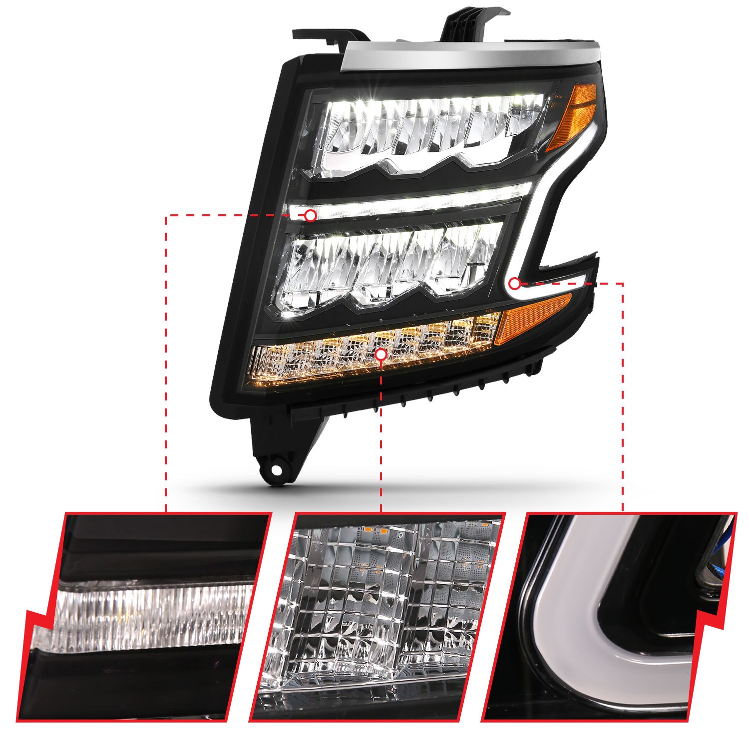 ANZO USA LED Crystal Headlights
