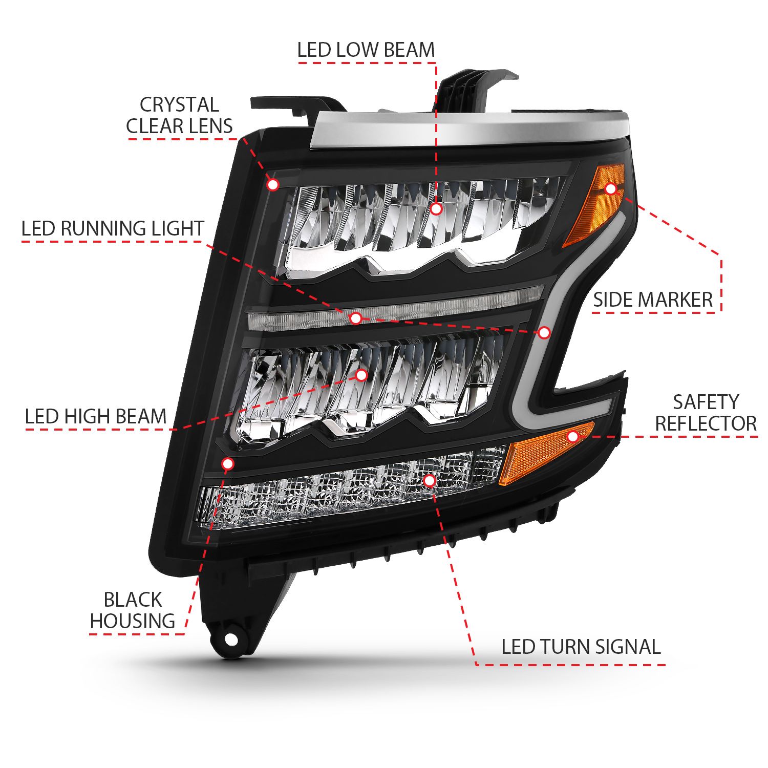 ANZO USA LED Crystal Headlights