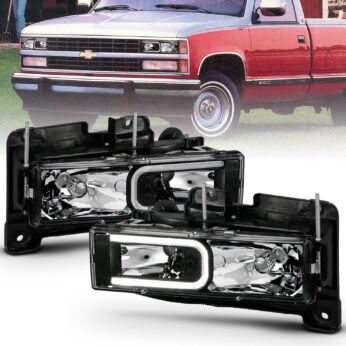 ANZO USA Crystal Headlight Set w/ LED Light bar