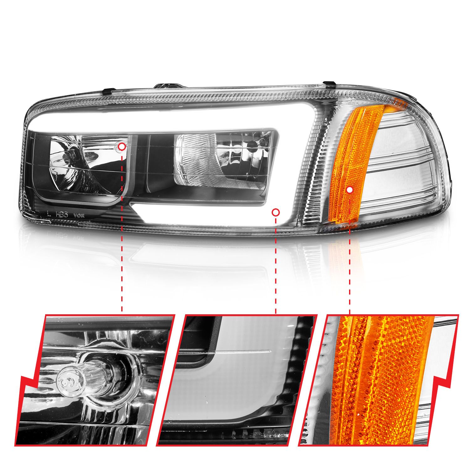 ANZO USA Crystal Headlight Set