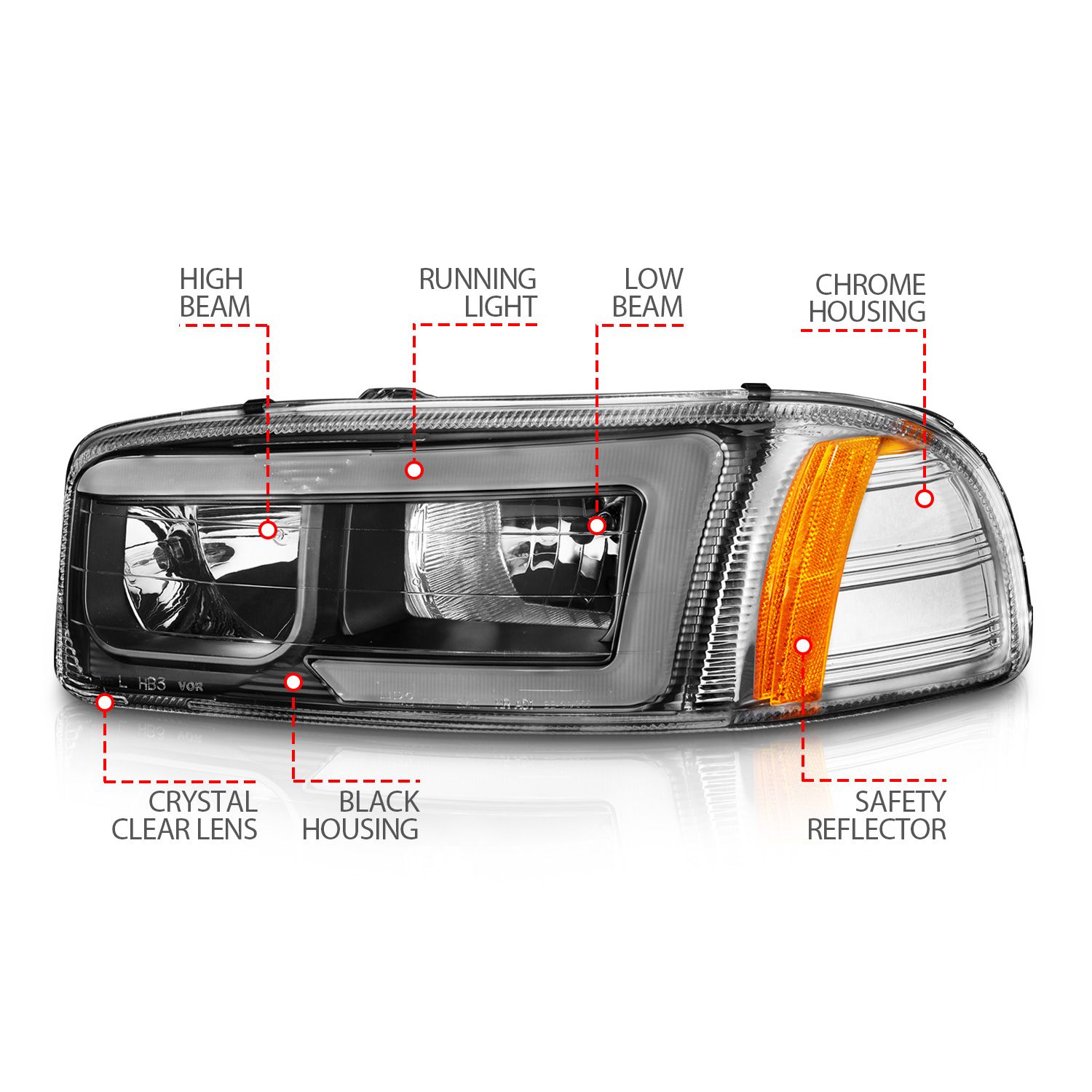 ANZO USA Crystal Headlight Set