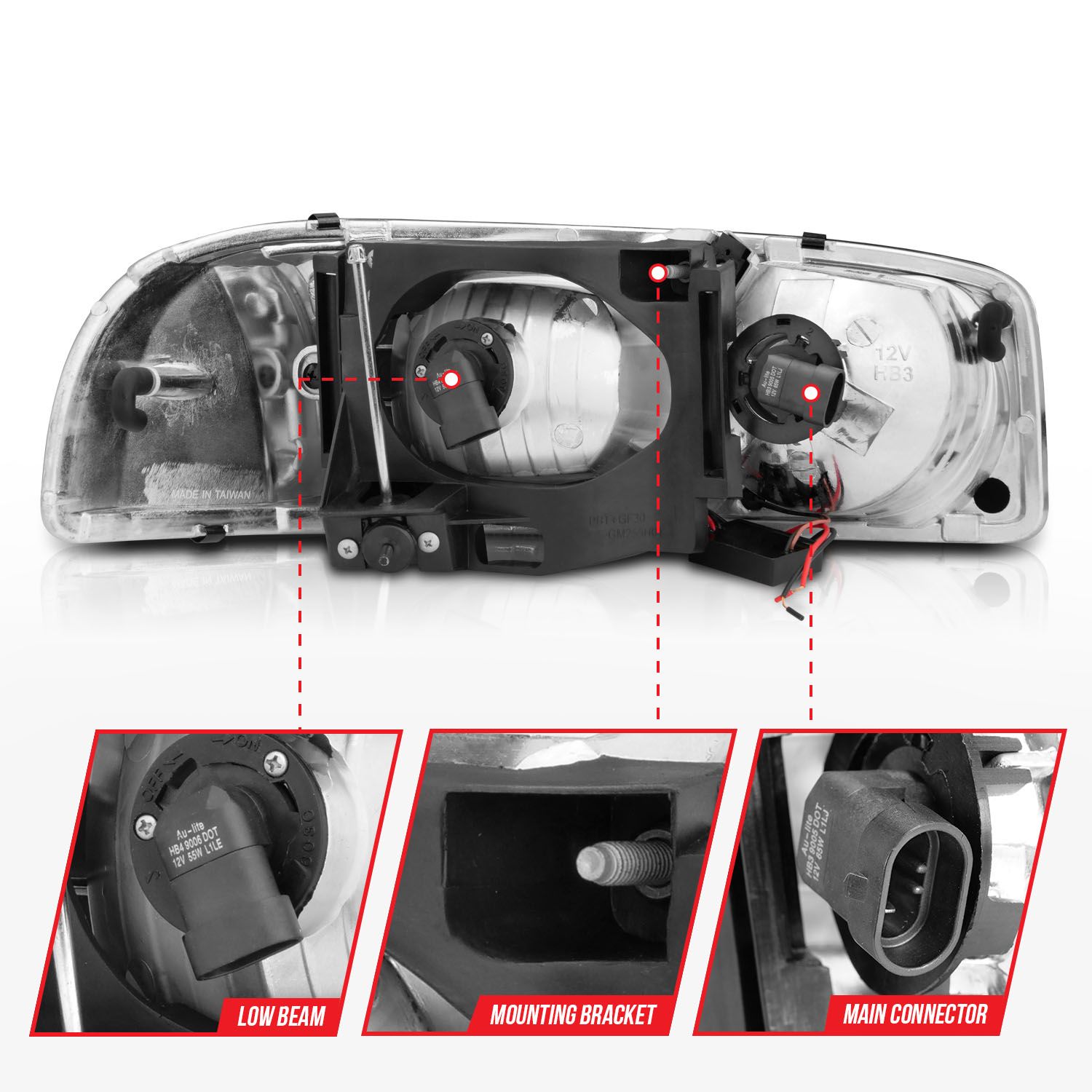 ANZO USA Crystal Headlight Set