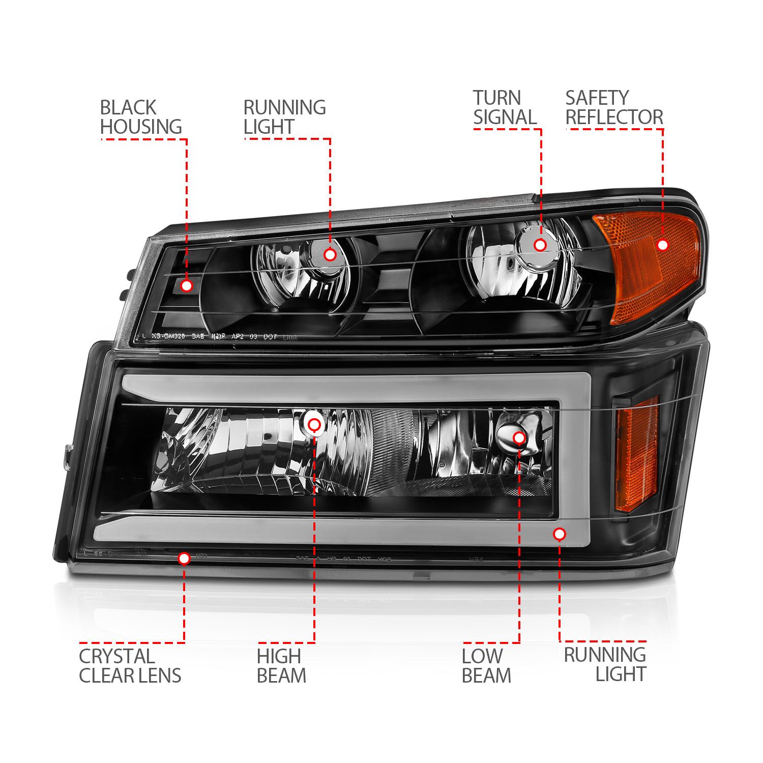 ANZO USA Crystal Headlight Set