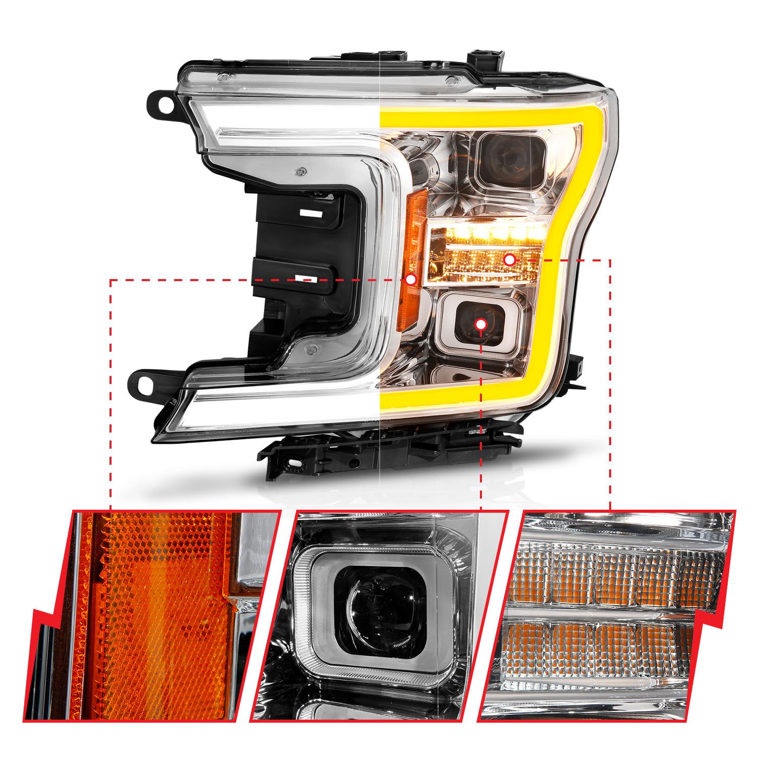 ANZO USA LED Projector Headlight Set