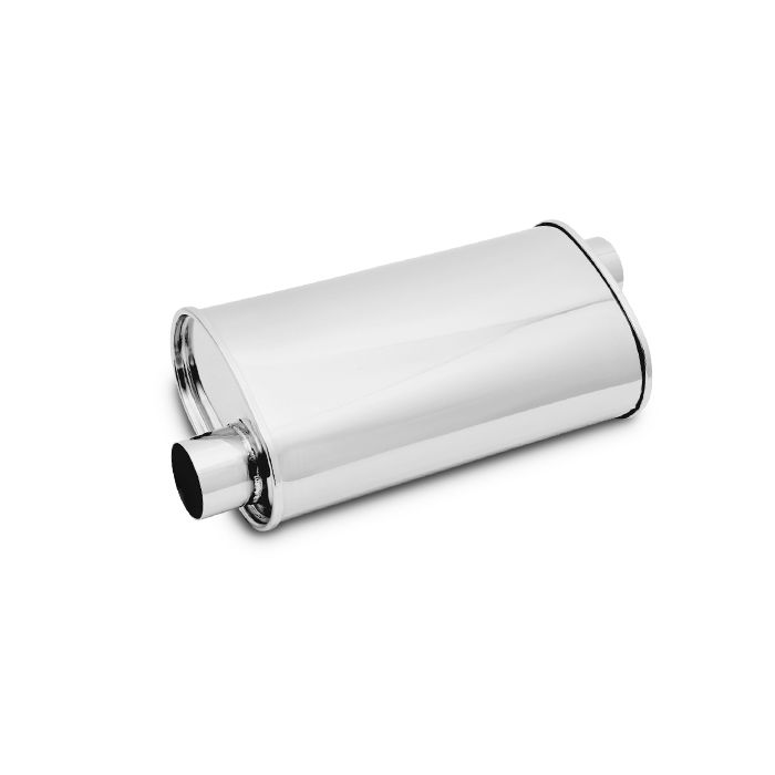 Vibrant Performance - 1125 - STREETPOWER Oval Muffler, 2.25 in. inlet/outlet (Offset-Offset)