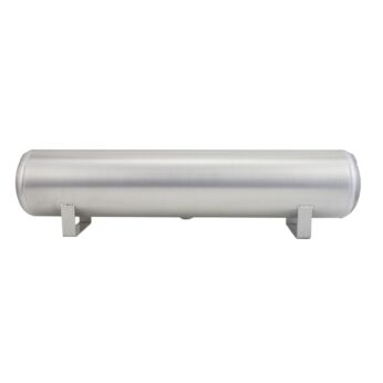 4 Gallon Aluminum Air Tank; (2) 1/4 in.  & (2) 3/8 in.  end ports; 6 in.  D X 30 in.  L, light weight, raw aluminum, 200PSI maximum operating pressure.