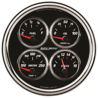 5 in. QUAD GAUGE, 100 PSI/100-250 Fahrenheit/8-18V/240-33 O, DESIGNER BLACK II