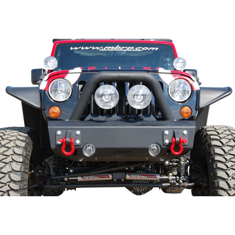 MBRP Exhaust Front Stubby Non Winch Bumper; LineX Coated