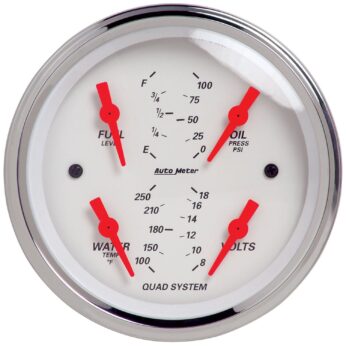 3-3/8 in. QUAD GAUGE, 100 PSI/100-250 Fahrenheit/8-18V/240-33 O, ARCTIC WHITE