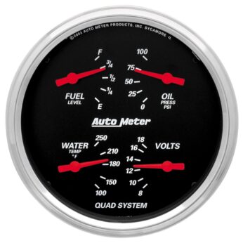 5 in. QUAD GAUGE, 100 PSI/100-250 Fahrenheit/8-18V/240-33 O, DESIGNER BLACK