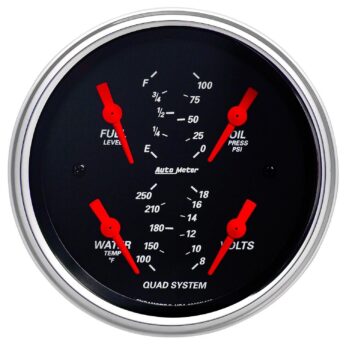 3-3/8 in. QUAD GAUGE, 100 PSI/100-250 Fahrenheit/8-18V/240-33 O, DESIGNER BLACK