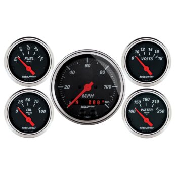 5 PC. GAUGE KIT, 3-3/8 in. & 2-1/16 in. , GPS SPEEDOMETER, DESIGNER BLACK