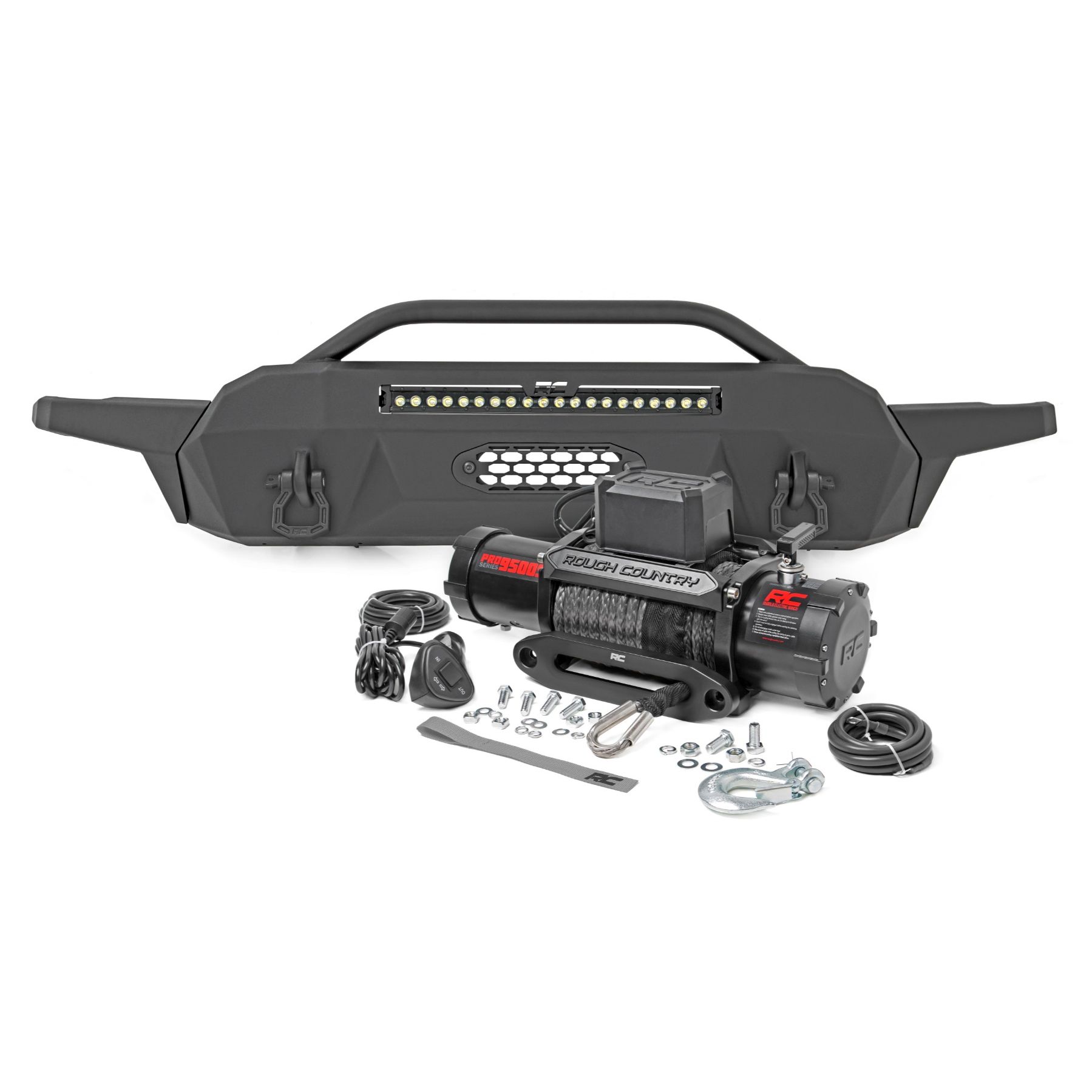 Rough Country Front Bumper - High Clearance - Hybrid - 20 in Blk LED - Toyota Tacoma 4WD (2016-2023)