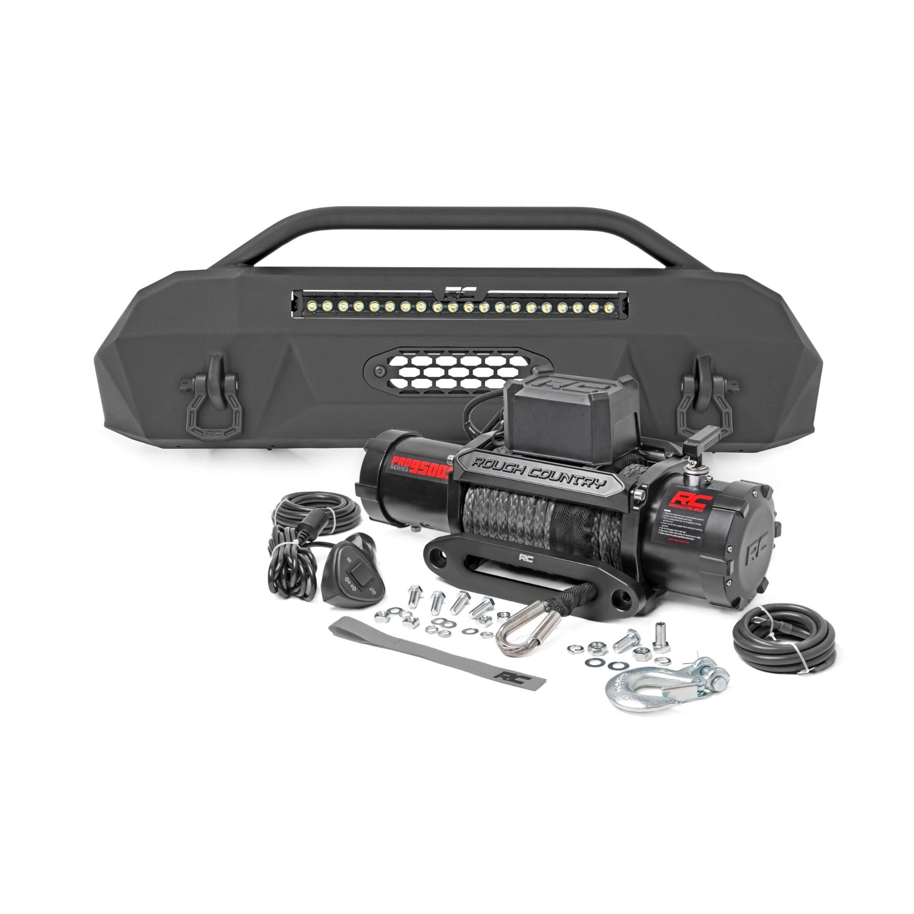 Rough Country Front Bumper - Hybrid - 20 in Blk DRL LED - Toyota Tacoma 4WD (2016-2023)
