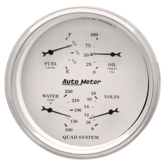 5 in. QUAD GAUGE, 100 PSI/100-250 Fahrenheit/8-18V/240-33 O, OLD-TYME WHITE