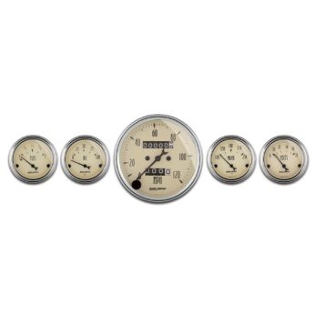 5 PC. GAUGE KIT, 3-1/8 in. & 2-1/16 in. , MECH. SPEEDOMETER, ANTIQUE BEIGE