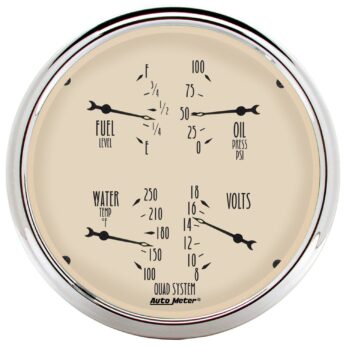 5 in. QUAD GAUGE, 100 PSI/100-250 Fahrenheit/8-18V/240-33 O, ANTIQUE BEIGE