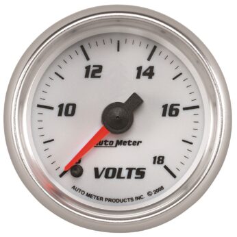 2-1/16 in. VOLTMETER, 8-18V, WHITE, PRO-CYCLE