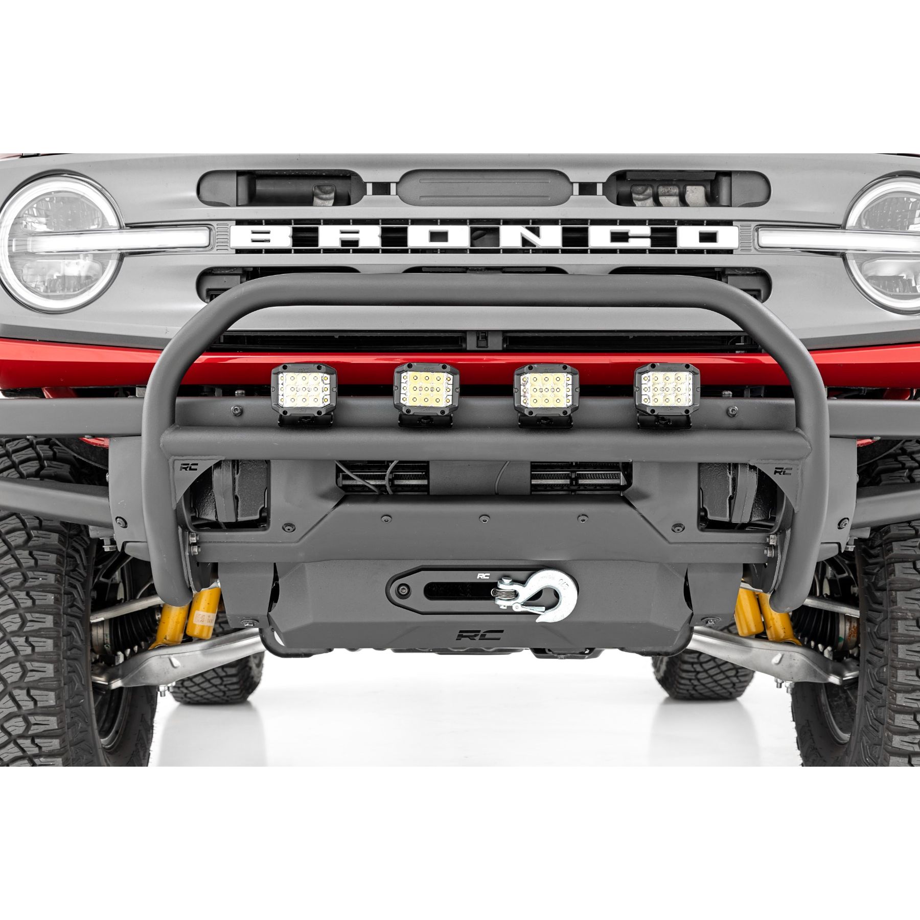 Rough Country Nudge Bar - 20 Inch Chrome Single Row LED - OE Modular Steel - Ford Bronco (21-23)