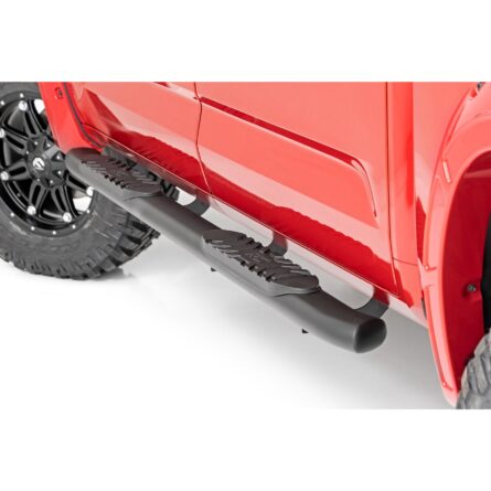 Rough Country Oval Nerf Steps - Crew Cab - Black - Toyota Tundra 2WD/4WD (22-23)