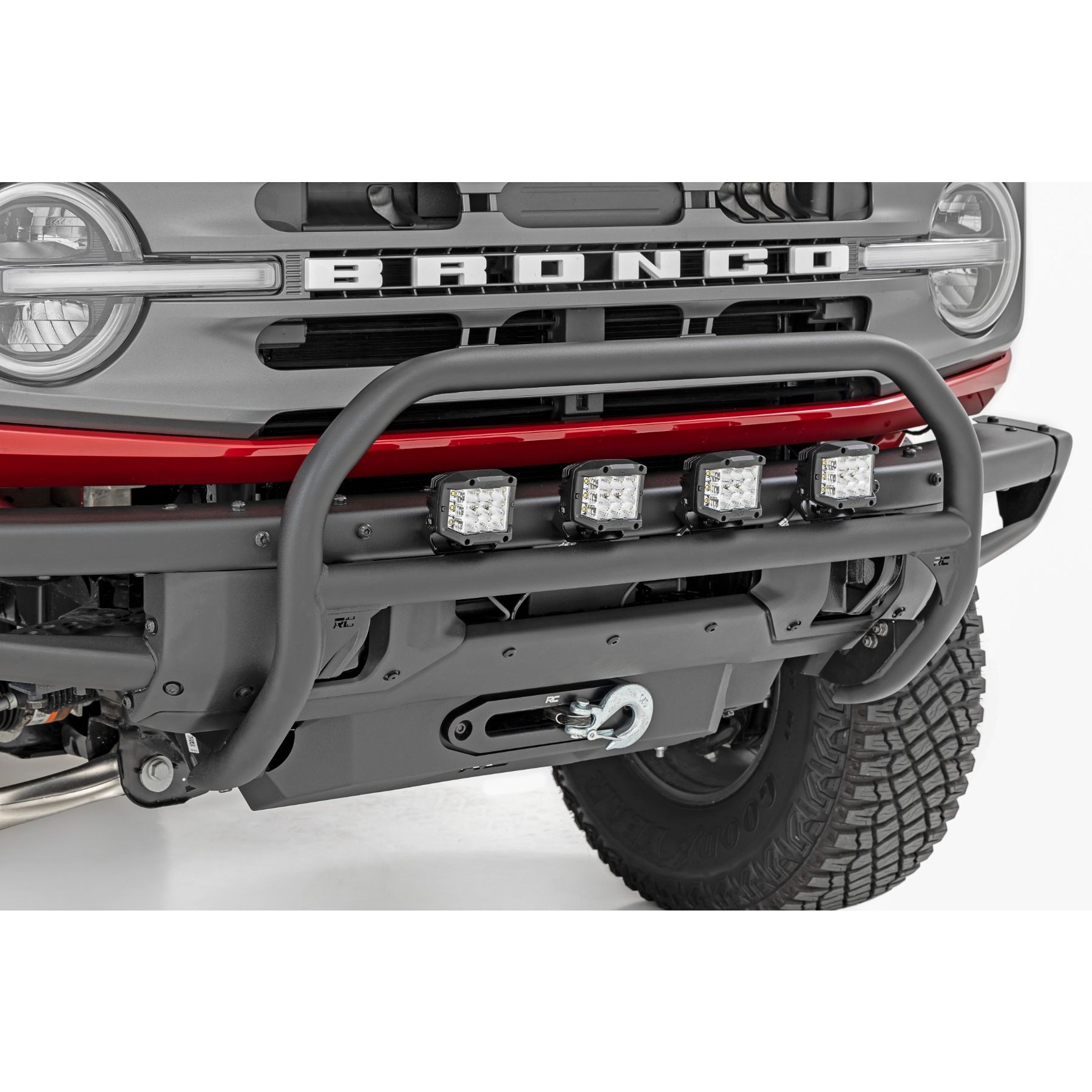 Rough Country Nudge Bar - 20 Inch BLK DRL Single Row LED - OE Modular Steel - Ford Bronco (21-23)