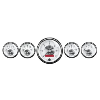 5 PC. GAUGE KIT, 3-3/8 in. & 2-1/16 in. , ELEC. SPEEDO W/ LCD ODO, PRESTIGE PEARL