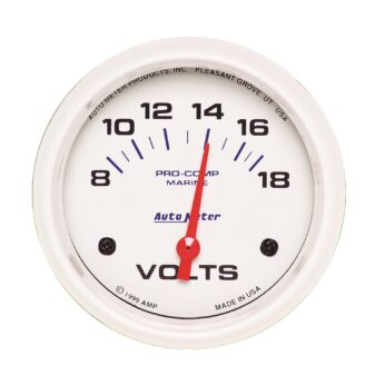 2-5/8 in. VOLTMETER, 8-18V, MARINE WHITE