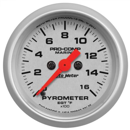 2-1/16 in. PYROMETER, 0-1,600 Fahrenheit, MARINE SILVER ULTRA-LITE