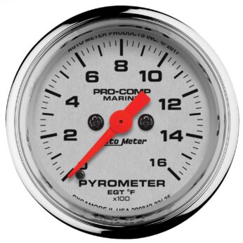 2-1/16 in. PYROMETER, 0-1,600 Fahrenheit, MARINE CHROME ULTRA-LITE
