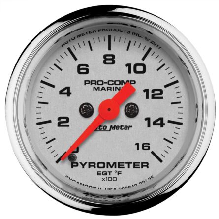 2-1/16 in. PYROMETER, 0-1,600 Fahrenheit, MARINE CHROME ULTRA-LITE