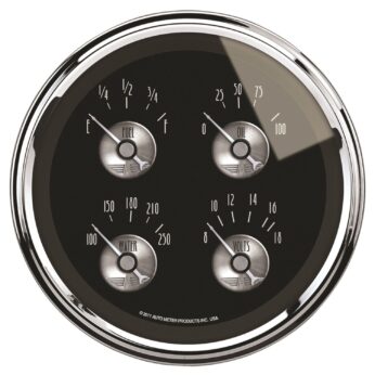 5 in. QUAD GAUGE, 100 PSI/100-250 Fahrenheit/8-18V/240-33 O, PRESTIGE BLACK DIAMOND