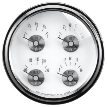 5 in. QUAD GAUGE, 100 PSI/100-250 Fahrenheit/8-18V/0-90 O, PRESTIGE PEARL