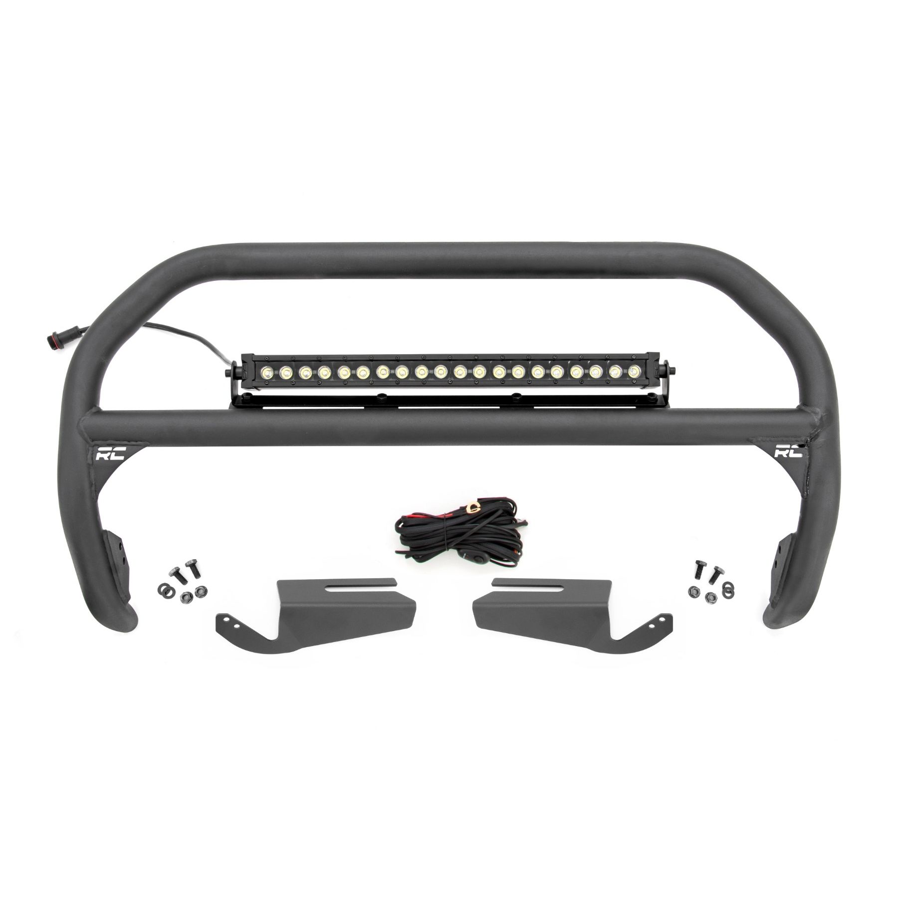 Rough Country Nudge Bar - 20 Inch BLK DRL Single Row LED - OE Modular Steel - Ford Bronco (21-23)