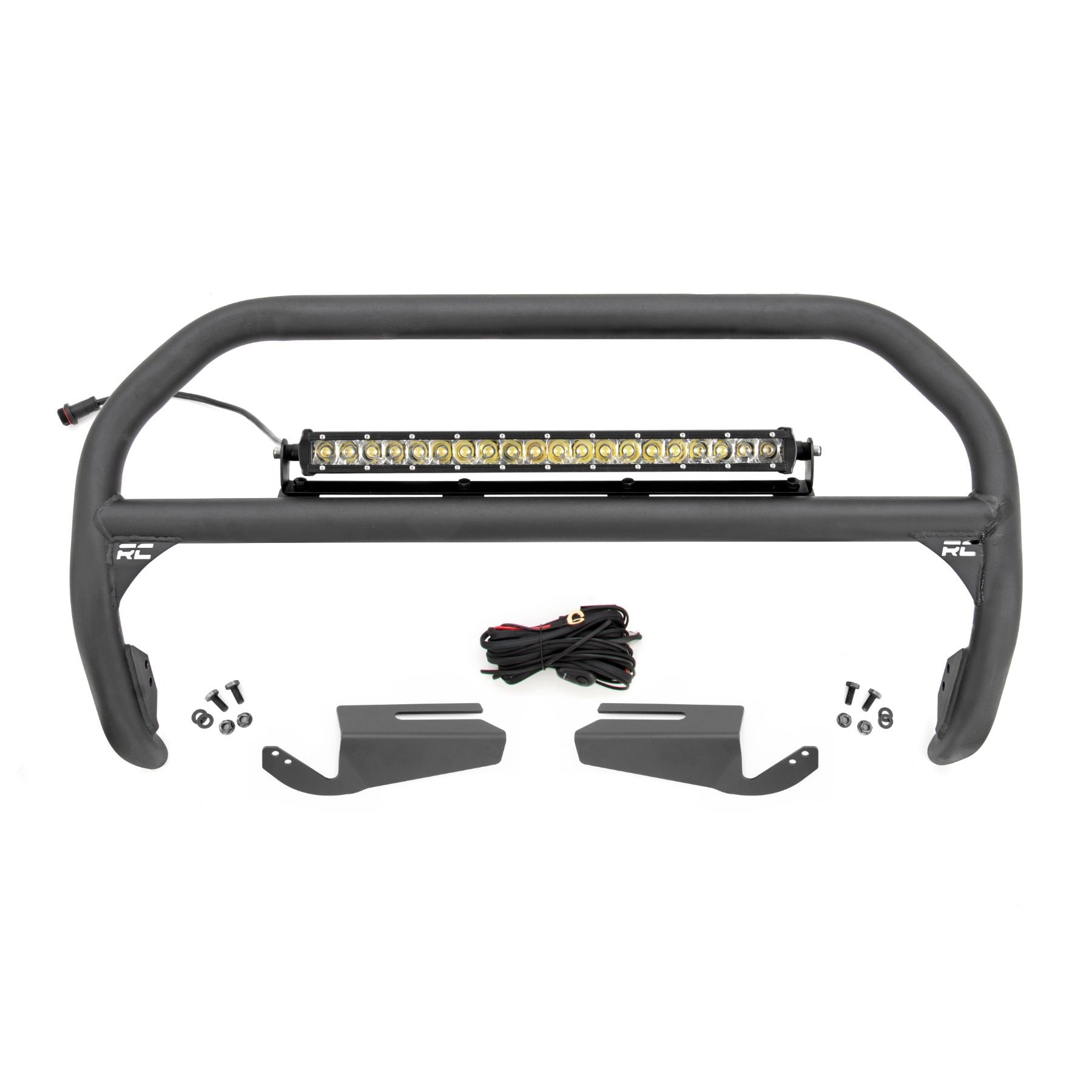 Rough Country Nudge Bar - 20 Inch Chrome Single Row LED - OE Modular Steel - Ford Bronco (21-23)
