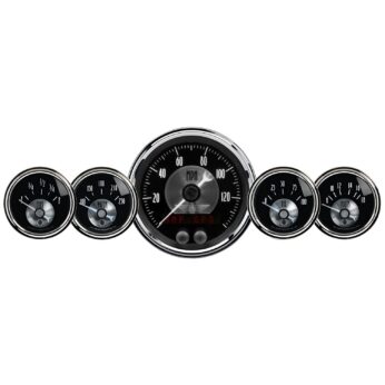 5 PC. GAUGE KIT, 3-3/8 in. & 2-1/16 in. , GPS SPEEDO W/LCD ODO, PRESTIGE BLACK DIAMOND