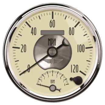 5 in. TACHOMETER/SPEEDOMETER COMBO, 8K RPM/120 MPH, PRESTIGE ANTIQUE IVORY