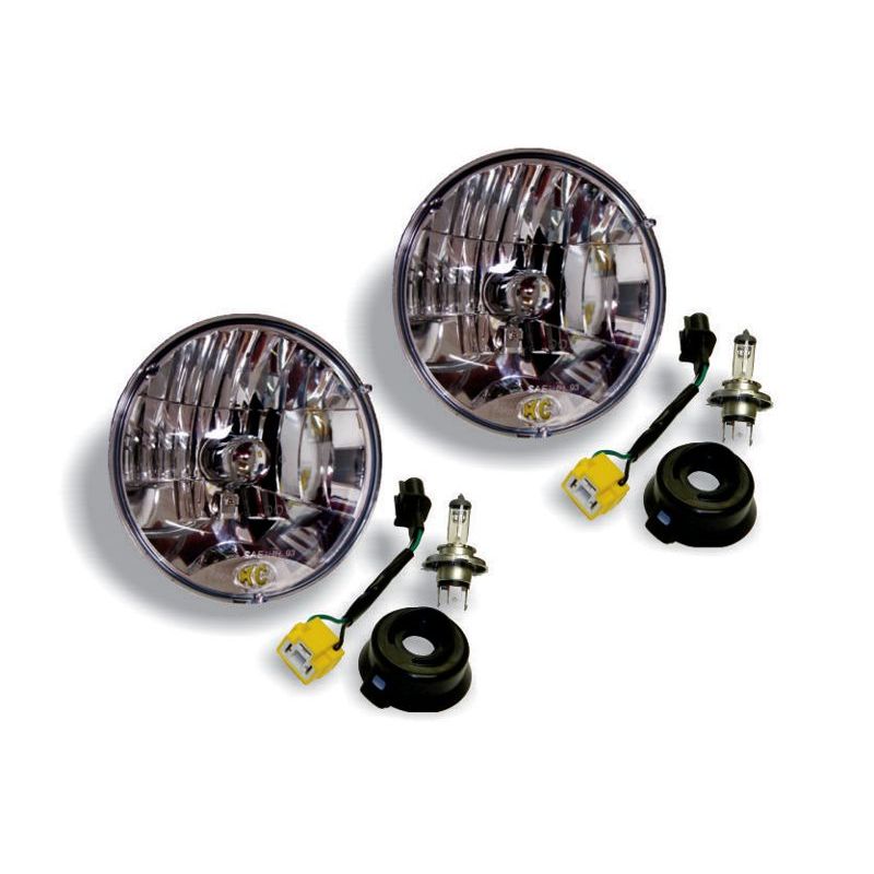 KC Hilites 7 in Headlight - H4 Halogen - 2-Lights - 55W / 60W DOT Headlight - for 07-18 Jeep JK