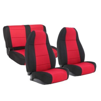 NEOPRENE SEAT COVER SET FRONT/REAR - RED 76-90 CJ/YJ