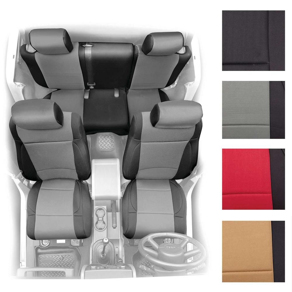 NEOPRENE SEAT COVER SET FRONT/REAR - RED 08-12 JK 4DR