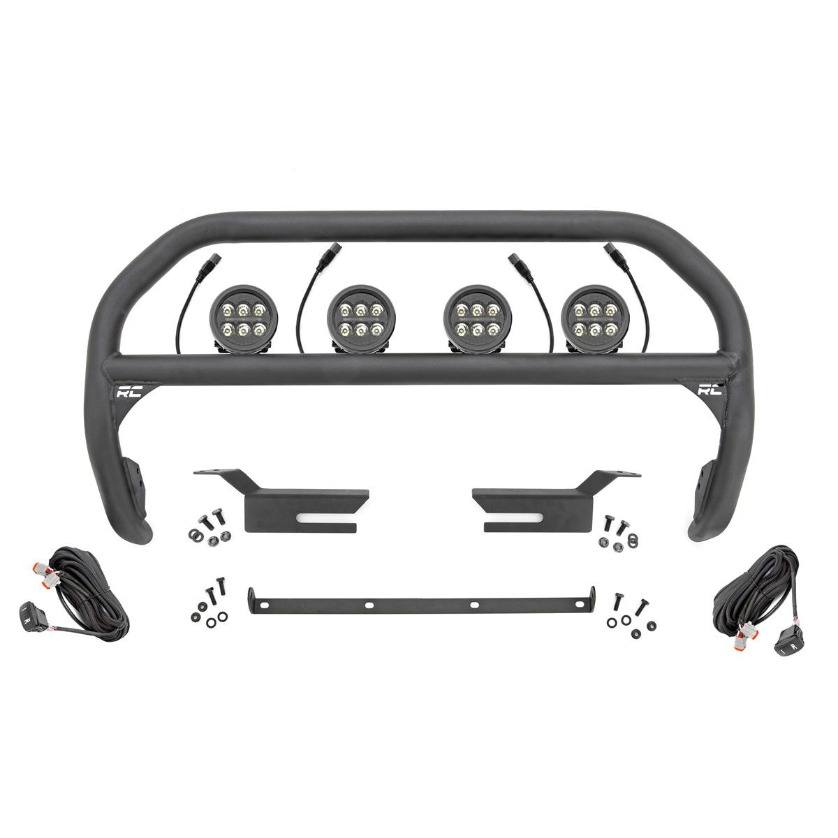 Rough Country Nudge Bar - 3.5 Inch Round Led (x4) - Ford Bronco 4WD (2021-2023)