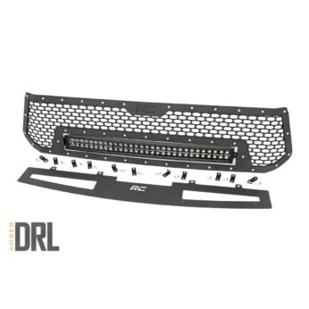 Rough Country Mesh Grille - 30 in Dual Row LED - Black - Amber DRL - Toyota Tundra (14-17)