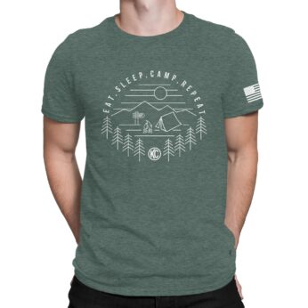 KC Eat Sleep Camp Repeat Tee Shirt - Pine - 2X-Large