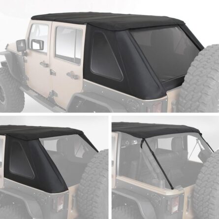 Bowless Combo Top Kit W/Tinted Windows- Black Diamond, 07-18 Wrangler(JK) 4 Door