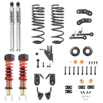 BELLTECH 1061SPC PERF COILOVER KIT COMPLETE KIT INC. HEIGHT ADJUSTABLE FRONT COILOVERS 2019+ RAM 1500 2WD/4WD 1-3IN. FRONT / 3-4IN. REAR
