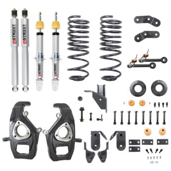 BELLTECH 1062SP LOWERING KIT FRONT AND REAR COMPLETE KIT W/ STREET PERFORMANCE SHOCKS 2019+ RAM 1500 2WD/4WD 3-4IN. FRONT / 4-5IN. REAR