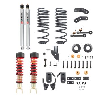 BELLTECH 1063SPC PERF COILOVER KIT COMPLETE KIT INC. HEIGHT ADJUSTABLE FRONT COILOVERS 2019+ RAM 1500 2WD/4WD 1-3IN. FRONT / 4-5IN. REAR