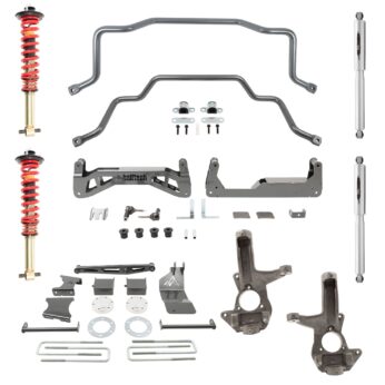 BELLTECH 150203HK LIFT KIT 7-9IN. LIFT KIT INC. FRONT AND REAR TRAIL PERFORMANCE COILOVERS/SHOCKS 2016-2018 SILVERADO / SIERRA 1500 4WD (EXT & CREW CAB) 7-9IN. LIFT W/ FRONT COILOVERS & SWAY BAR