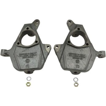 BELLTECH 2508 DROP SPINDLE SET 2 IN. DROP SPINDLE SET 1999-2006 CHEVROLET SILVERADO/SIERRA 1500 (ALL CABS) 00-06 TAHOE/SUBURBAN/AVALANCHE (2WD/4WD) 2 IN. DROP SPINDLE