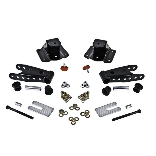 BELLTECH 6594 SHACKLE & HANGER KIT 4 IN. DROP LEAF SPRING SHACKLE & HANGER KIT (FRONT HANGER/REAR SHACKLE) 1994-2000 DODGE RAM 2500 V-10 & DIESEL 4 IN. REAR DROP